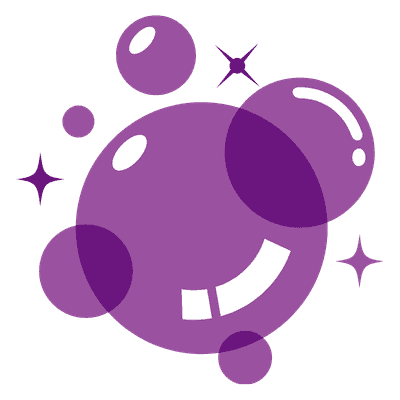 6a836227dc38a_MWC Site Purple cartoon bubbles with stars, representing cleaning or freshness.